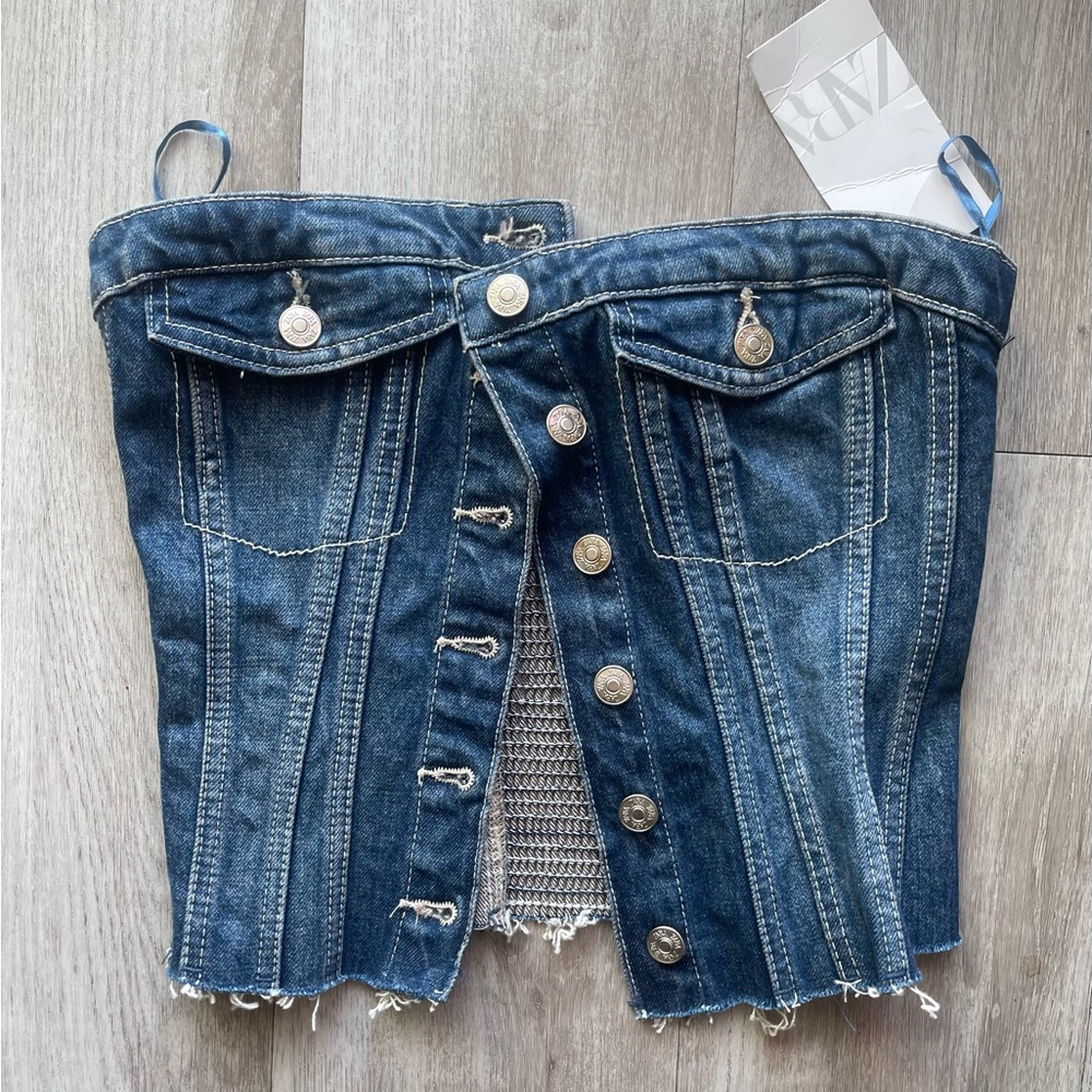 DENIM TRF CORSET TOP